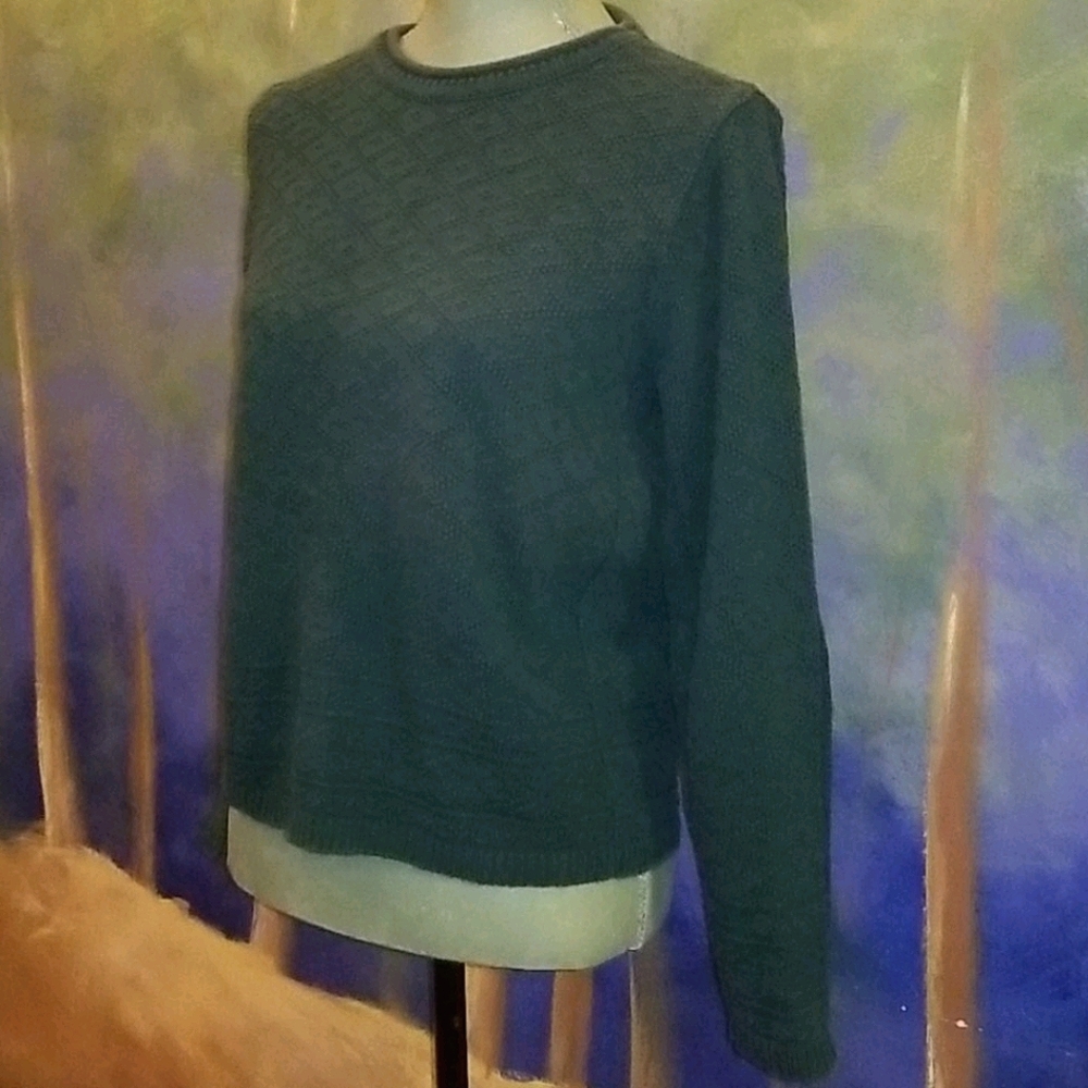 100%Cotton forest green, loose, medium sweater